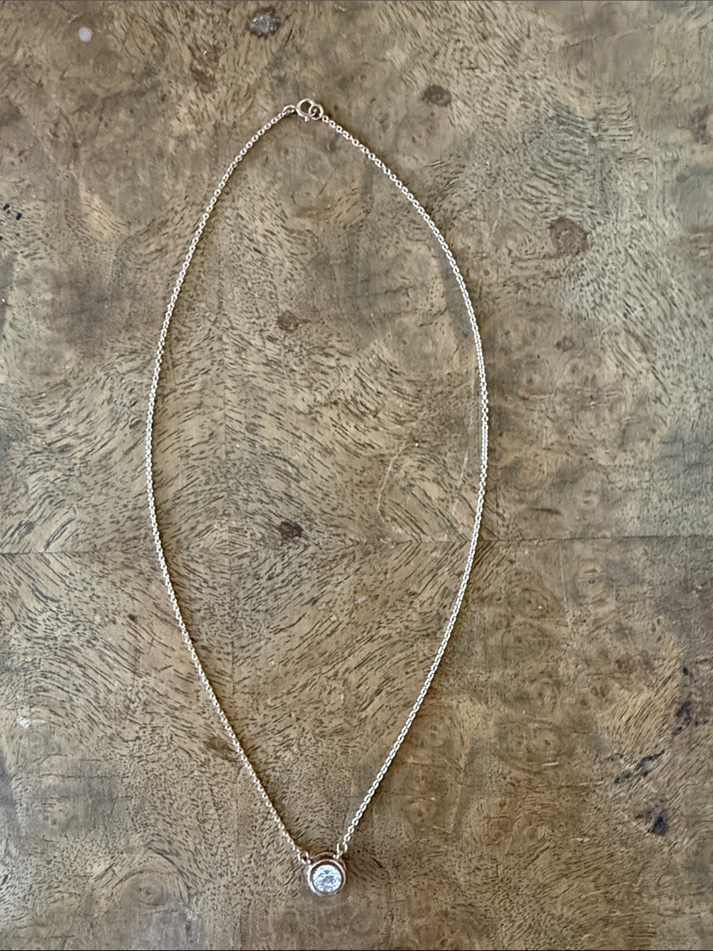 Delicate Rose Gold Chain Necklace with Cubic Zirconia  Pendant